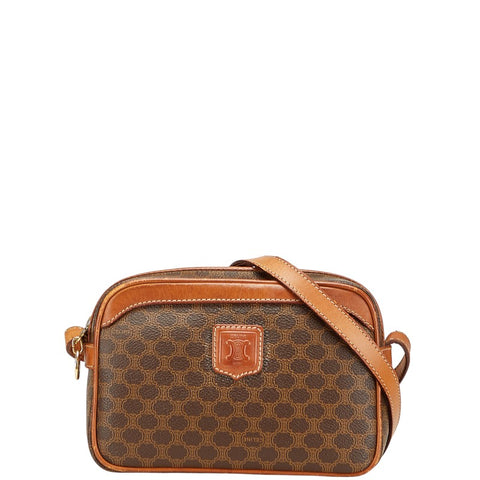 セリーヌ マカダム ショルダーバッグ ブラウン PVC レザー レディース CELINE 【中古】