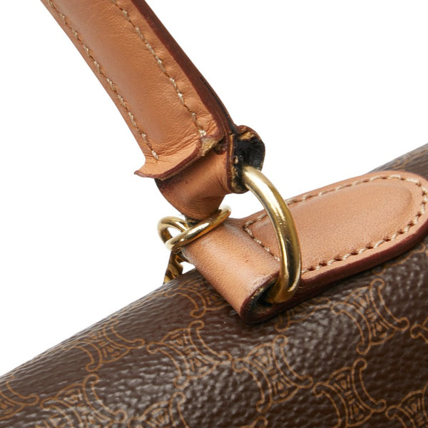 セリーヌ マカダム ハンドバッグ ブラウン PVC レザー レディース CELINE 【中古】