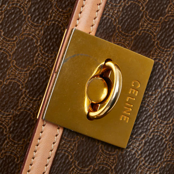 セリーヌ マカダム ハンドバッグ ブラウン PVC レザー レディース CELINE 【中古】