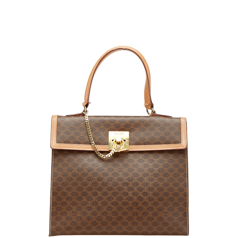 セリーヌ マカダム ハンドバッグ ブラウン PVC レザー レディース CELINE 【中古】
