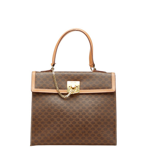 セリーヌ マカダム ハンドバッグ ブラウン PVC レザー レディース CELINE 【中古】