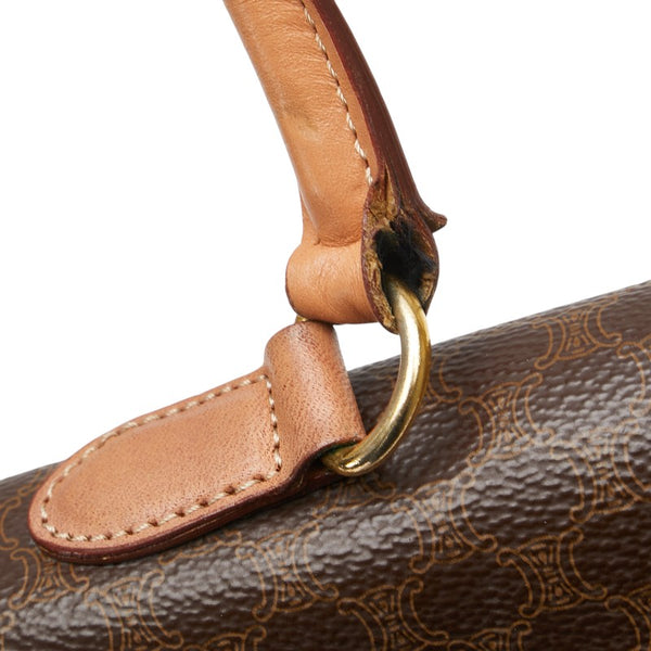 セリーヌ マカダム ハンドバッグ ブラウン PVC レザー レディース CELINE 【中古】