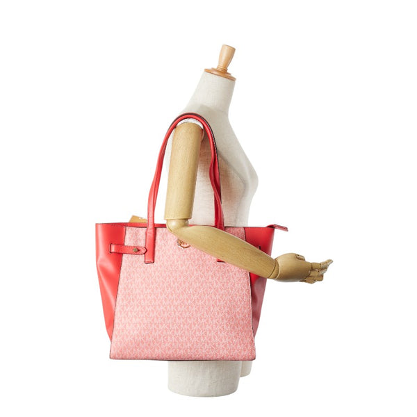 マイケルコース MKシグネチャー カルメン ラージ トートバッグ ショルダーバッグ 35S2GNMT3B レッド系 PVC レディース Michael Kors 【中古】
