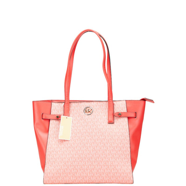 マイケルコース MKシグネチャー カルメン ラージ トートバッグ ショルダーバッグ 35S2GNMT3B レッド系 PVC レディース Michael Kors 【中古】