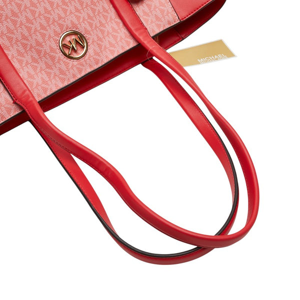 マイケルコース MKシグネチャー カルメン ラージ トートバッグ ショルダーバッグ 35S2GNMT3B レッド系 PVC レディース Michael Kors 【中古】