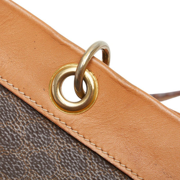 セリーヌ マカダム ハンドバッグ ブラウン PVC レザー レディース CELINE 【中古】