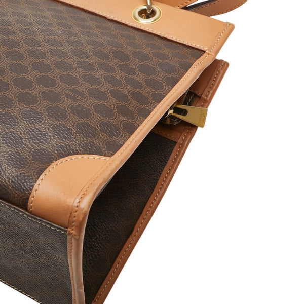 セリーヌ マカダム ハンドバッグ ブラウン PVC レザー レディース CELINE 【中古】