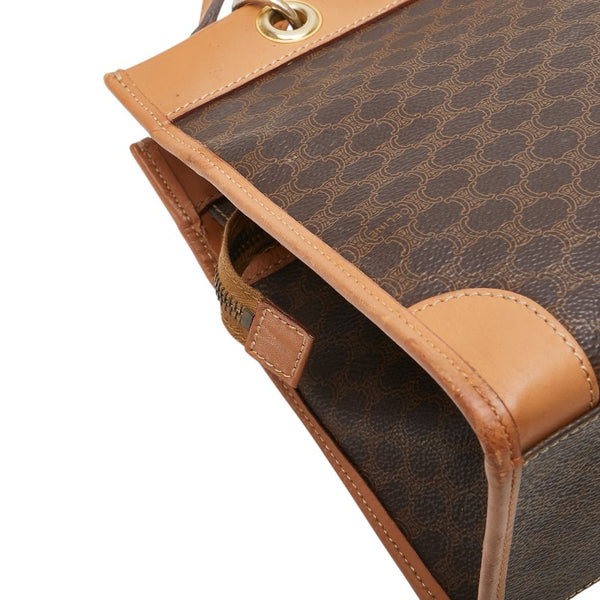 セリーヌ マカダム ハンドバッグ ブラウン PVC レザー レディース CELINE 【中古】