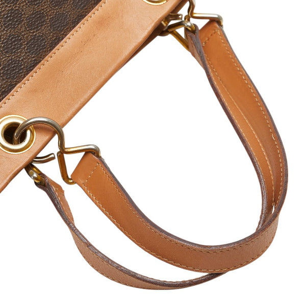 セリーヌ マカダム ハンドバッグ ブラウン PVC レザー レディース CELINE 【中古】