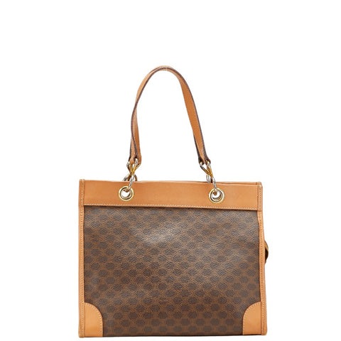 セリーヌ マカダム ハンドバッグ ブラウン PVC レザー レディース CELINE 【中古】