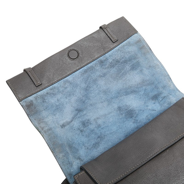 プラダ エティケット スタッズ 斜め掛け ショルダーバッグ 1BD082 グレー レザー レディース PRADA 【中古】