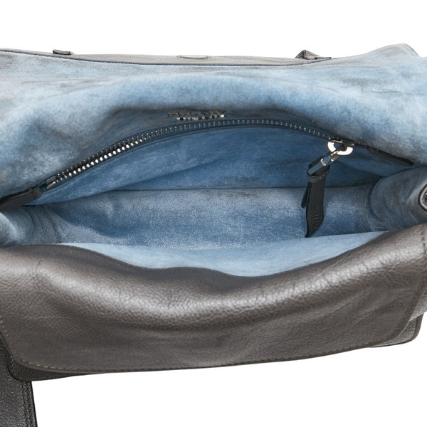 プラダ エティケット スタッズ 斜め掛け ショルダーバッグ 1BD082 グレー レザー レディース PRADA 【中古】
