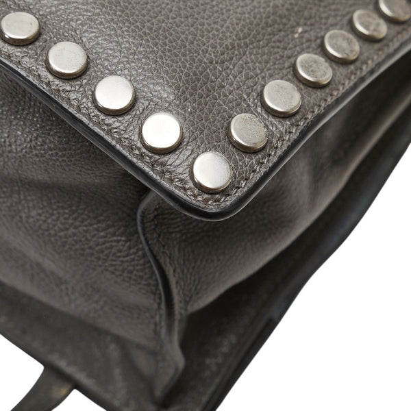 プラダ エティケット スタッズ 斜め掛け ショルダーバッグ 1BD082 グレー レザー レディース PRADA 【中古】