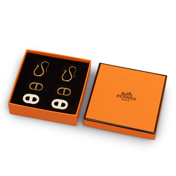 エルメス オーマイヨン ピアス ゴールド バニラ ホワイト メッキ ヴォースイフト レディース HERMES 【中古】