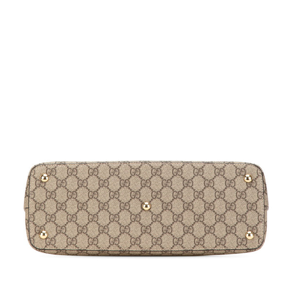グッチ GGスプリーム スモール ハンドバッグ ショルダーバッグ 2WAY 409534 ベージュ ブラウン PVC レザー レディース GUCCI 【中古】