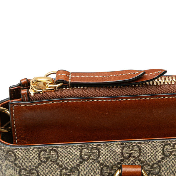 グッチ GGスプリーム スモール ハンドバッグ ショルダーバッグ 2WAY 409534 ベージュ ブラウン PVC レザー レディース GUCCI 【中古】