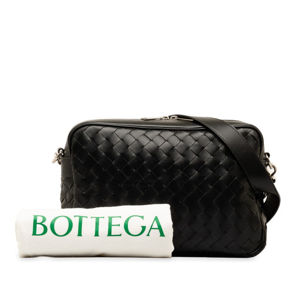 ボッテガヴェネタ イントレチャート 斜め掛け ショルダーバッグ ブラック レザー レディース BOTTEGAVENETA 【中古】