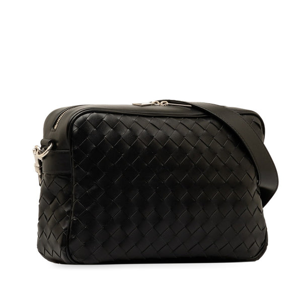 ボッテガヴェネタ イントレチャート 斜め掛け ショルダーバッグ ブラック レザー レディース BOTTEGAVENETA 【中古】
