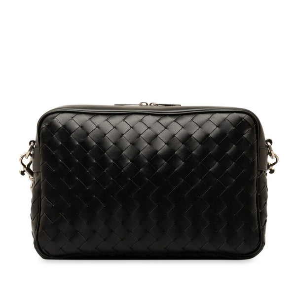 ボッテガヴェネタ イントレチャート 斜め掛け ショルダーバッグ ブラック レザー レディース BOTTEGAVENETA 【中古】