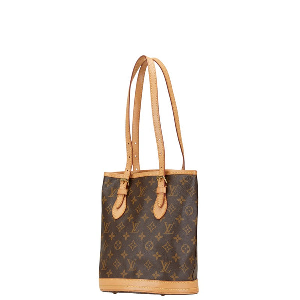 ルイ ヴィトン モノグラム プチ バケットPM ハンドバッグ M42238 ブラウン PVC レザー レディース LOUIS VUITTON 【中古】