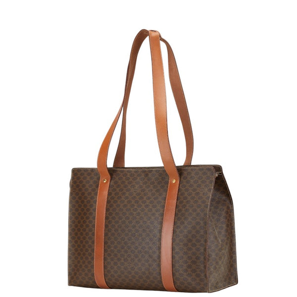 セリーヌ マカダム トートバッグ ブラウン PVC レザー レディース CELINE 【中古】