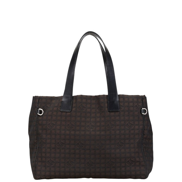 シャネル ニュートラベルライン トートMM トートバッグ ブラック ナイロン レザー レディース CHANEL 【中古】