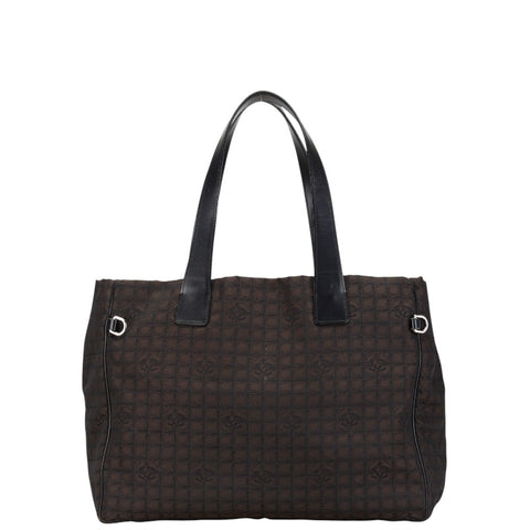 シャネル ニュートラベルライン トートMM トートバッグ ブラック ナイロン レザー レディース CHANEL 【中古】