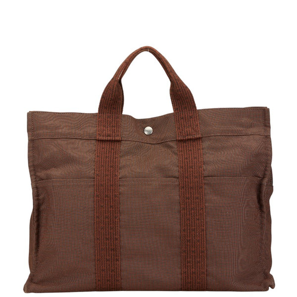 エルメス エールラインMM ハンドバッグ ブラウン キャンバス レディース HERMES 【中古】