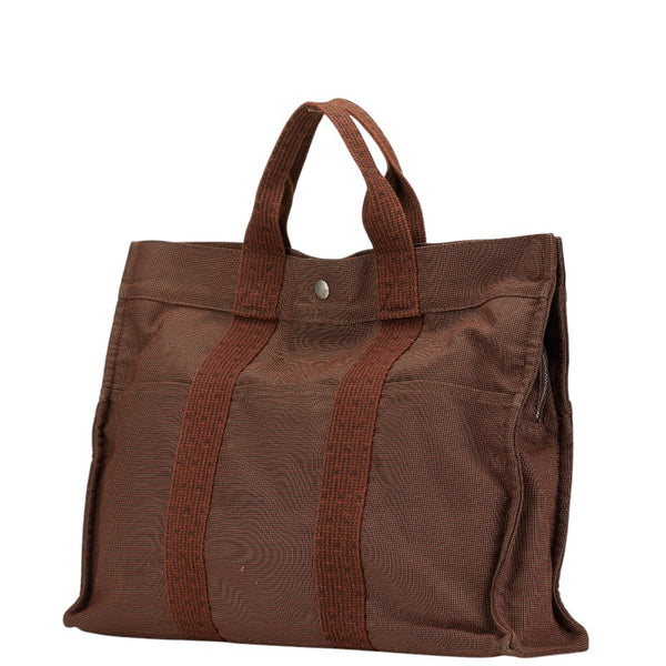 エルメス エールラインMM ハンドバッグ ブラウン キャンバス レディース HERMES 【中古】