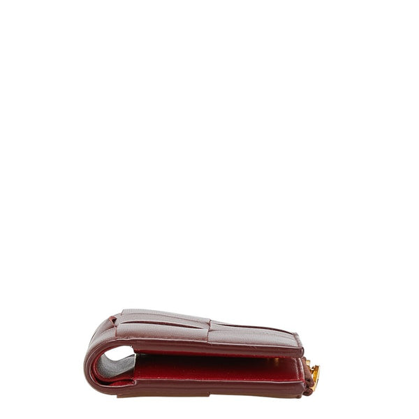 ボッテガヴェネタ マキシイントレチャート 二つ折り財布 ワインレッド レザー レディース BOTTEGAVENETA 【中古】