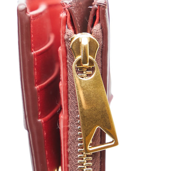 ボッテガヴェネタ マキシイントレチャート 二つ折り財布 ワインレッド レザー レディース BOTTEGAVENETA 【中古】