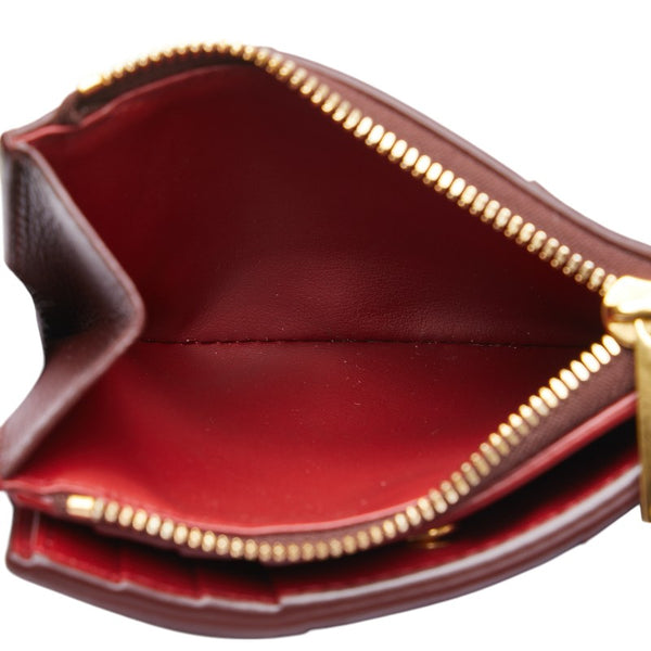 ボッテガヴェネタ マキシイントレチャート 二つ折り財布 ワインレッド レザー レディース BOTTEGAVENETA 【中古】