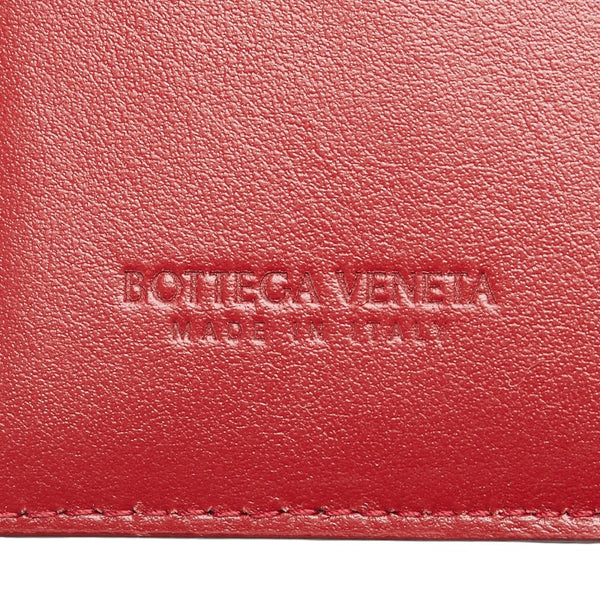 ボッテガヴェネタ マキシイントレチャート 二つ折り財布 ワインレッド レザー レディース BOTTEGAVENETA 【中古】