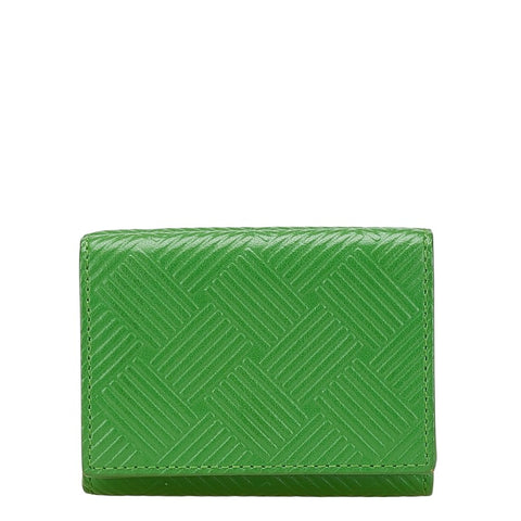 ボッテガヴェネタ デボスイントレチャート 二つ折り財布 グリーン レザー レディース BOTTEGAVENETA 【中古】