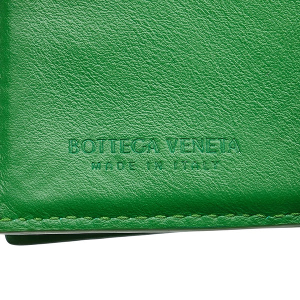 ボッテガヴェネタ デボスイントレチャート 二つ折り財布 グリーン レザー レディース BOTTEGAVENETA 【中古】
