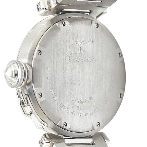 カルティエ パシャC ビックデイト 腕時計 W31044M7 自動巻き ホワイト文字盤 ステンレススチール レディース CARTIER 【中古】