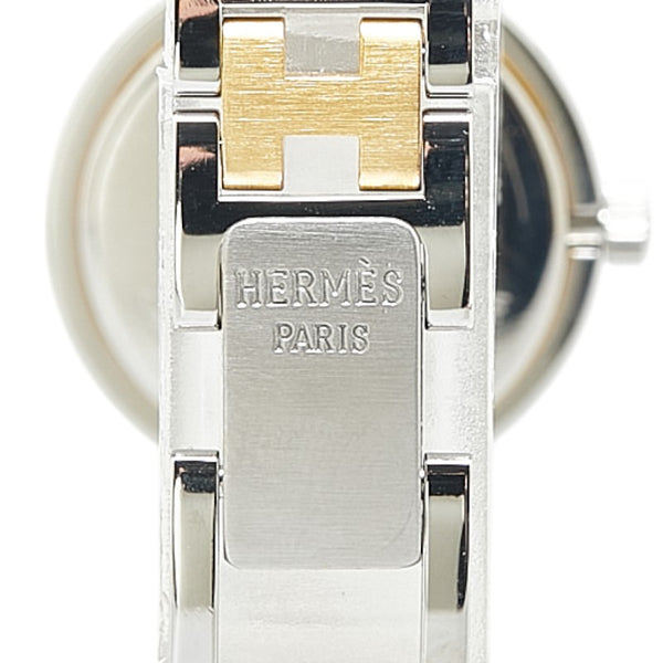 エルメス クリッパー 腕時計 クオーツ ホワイト文字盤 ステンレススチール メッキ レディース HERMES 【中古】