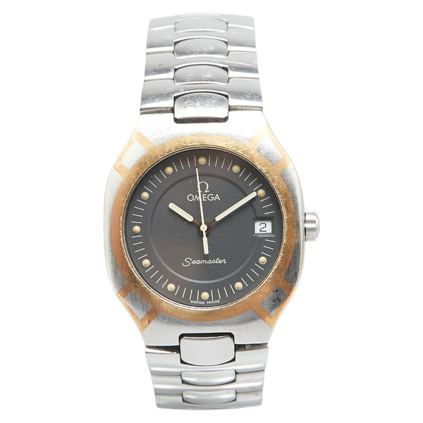 オメガ シーマスター ポラリス 腕時計 2510.40 クオーツ グレー文字盤 ステンレススチール イエローゴールド メンズ OMEGA 【中古】