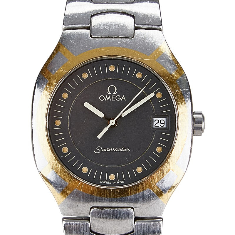 オメガ シーマスター ポラリス デイト 腕時計 2510.40 クオーツ グレー文字盤 ステンレススチール イエローゴールド メンズ OMEGA 【中古】