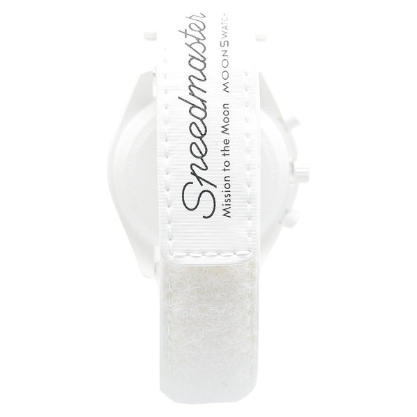 オメガ ×スウォッチ スヌーピー MISSION TO THE MOONPHASE - NEW MOON 腕時計 SO33W700 クオーツ ホワイト文字盤 セラミック ナイロン メンズ OMEGA 【中古】