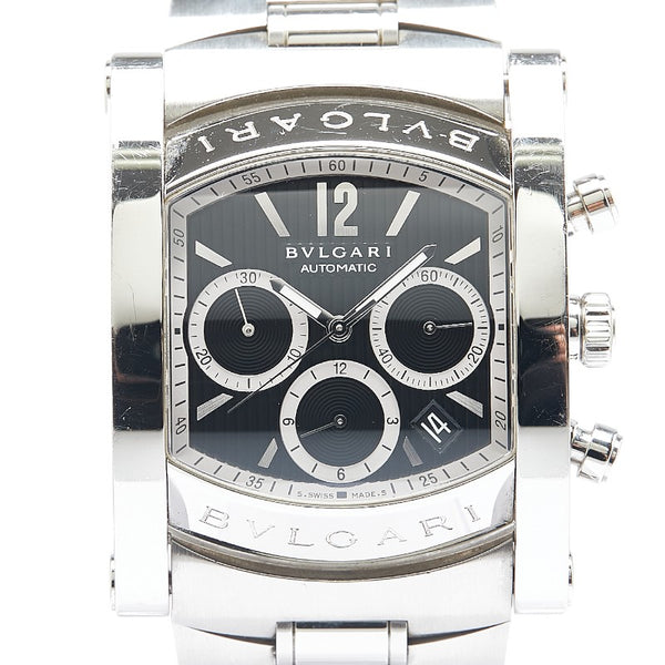 ブルガリ アショーマ 腕時計 AA48SCH 自動巻き ブラック文字盤 ステンレススチール メンズ BVLGARI 【中古】