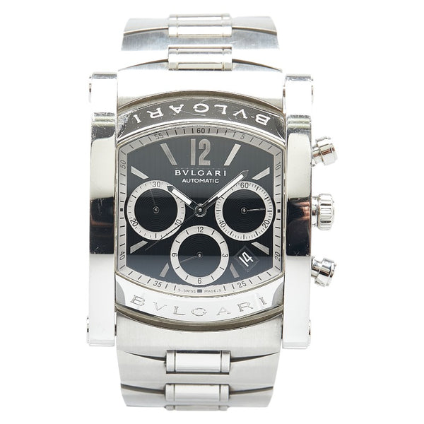 ブルガリ アショーマ 腕時計 AA48SCH 自動巻き ブラック文字盤 ステンレススチール メンズ BVLGARI 【中古】