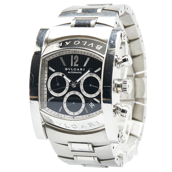 ブルガリ アショーマ 腕時計 AA48SCH 自動巻き ブラック文字盤 ステンレススチール メンズ BVLGARI 【中古】