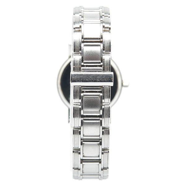 ティファニー アトラス 腕時計 クオーツ ブラック文字盤 ステンレススチール レディース TIFFANY&Co. 【中古】