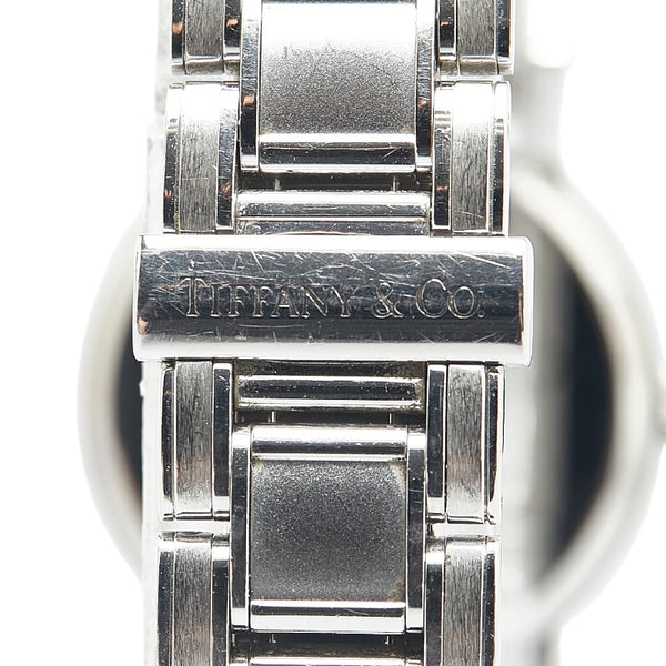 ティファニー アトラス 腕時計 クオーツ ブラック文字盤 ステンレススチール レディース TIFFANY&Co. 【中古】