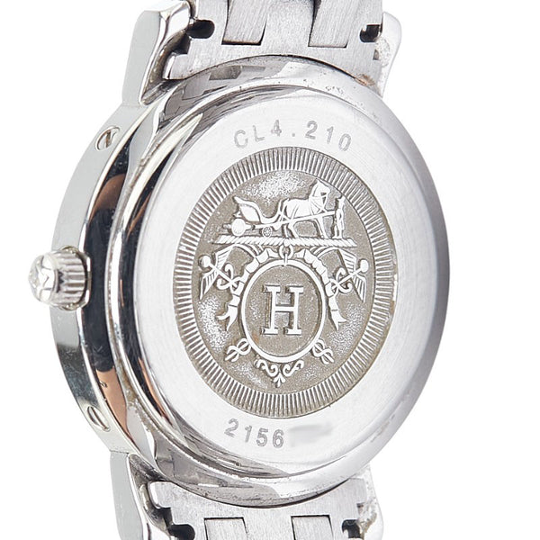 エルメス クリッパー 腕時計 CL4.210 クオーツ オレンジ文字盤 ステンレススチール レディース HERMES 【中古】
