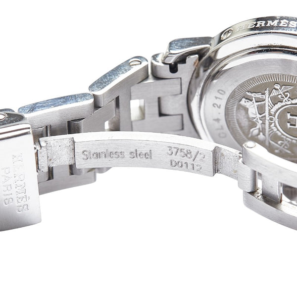 エルメス クリッパー 腕時計 CL4.210 クオーツ オレンジ文字盤 ステンレススチール レディース HERMES 【中古】