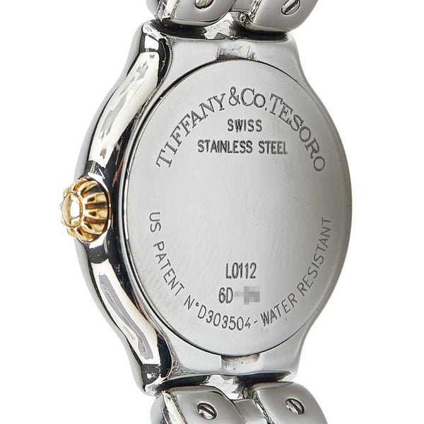 ティファニー ティソロ 腕時計 L0112 クオーツ ホワイト文字盤 ステンレススチール メッキ レディース TIFFANY&Co. 【中古】