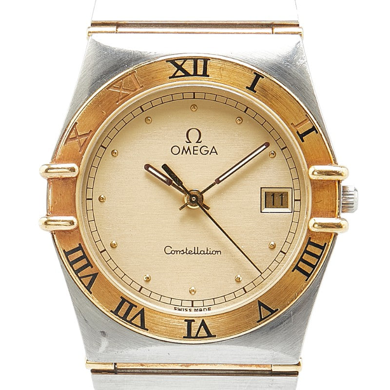 オメガ コンステレーション 腕時計 クオーツ ゴールド文字盤 ステンレススチール メッキ レディース OMEGA 【中古】