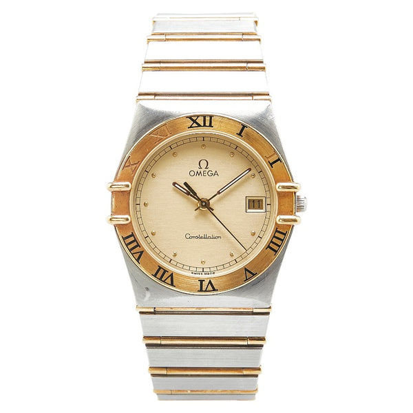 オメガ コンステレーション 腕時計 クオーツ ゴールド文字盤 ステンレススチール メッキ レディース OMEGA 【中古】